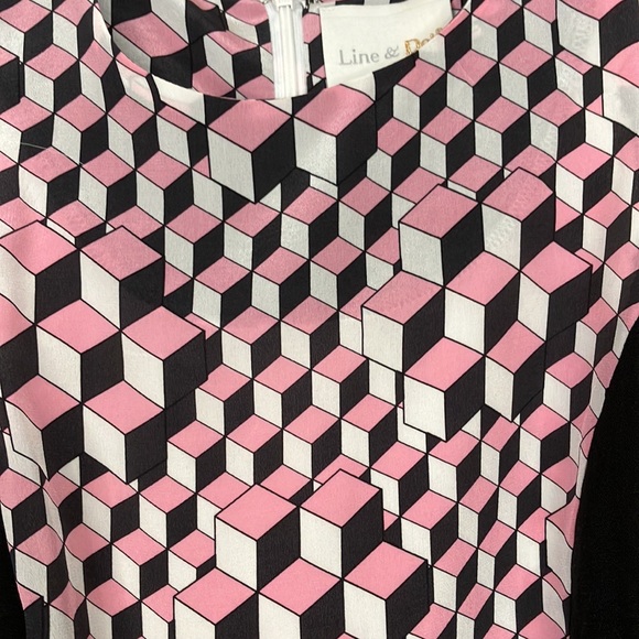 Line & Dot silk geometric print peplum top - Picture 4 of 8